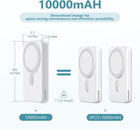 DDUAN 5000mah Mag-Safe Power Bank, Wireless Battery Pack with USB-C Cable, 2 in 1 Portable Phone Charger Watch Fast Charger Compatible with Phone 15/14/13/12, Apple Watch All Series (Black) in Saudi Arabia
