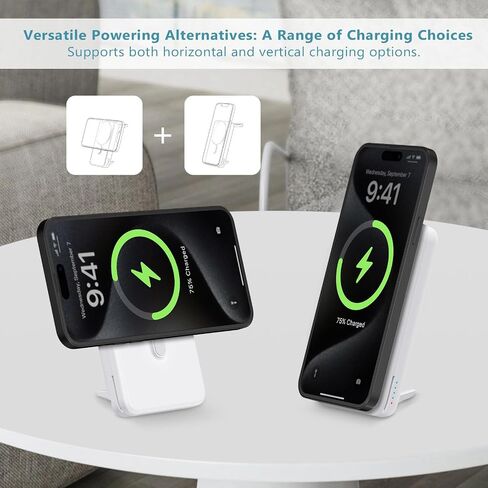 DDUAN 5000mah Mag-Safe Power Bank, Wireless Battery Pack with USB-C Cable, 2 in 1 Portable Phone Charger Watch Fast Charger Compatible with Phone 15/14/13/12, Apple Watch All Series (Black) in Saudi Arabia