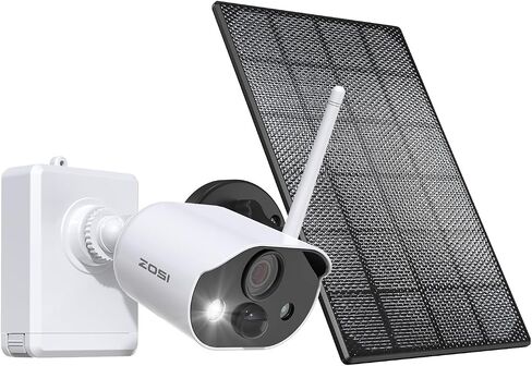 كاميرا مراقبة خارجية ZOSI C306 Pro 2K 3MP لاسلكية تعمل بالبطارية مع لوحة شمسية، رؤية ليلية ملونة، اكتشاف ذكي PIR، محادثة ثنائية الاتجاه، أضواء كاشفة وإنذار صفارات الإنذار، تخزين بطاقة Cloud/SD (بدون بطاقة SD) in Saudi Arabia