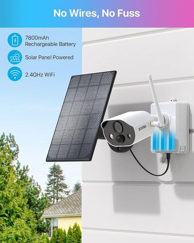 كاميرا مراقبة خارجية ZOSI C306 Pro 2K 3MP لاسلكية تعمل بالبطارية مع لوحة شمسية، رؤية ليلية ملونة، اكتشاف ذكي PIR، محادثة ثنائية الاتجاه، أضواء كاشفة وإنذار صفارات الإنذار، تخزين بطاقة Cloud/SD (بدون بطاقة SD) in Saudi Arabia