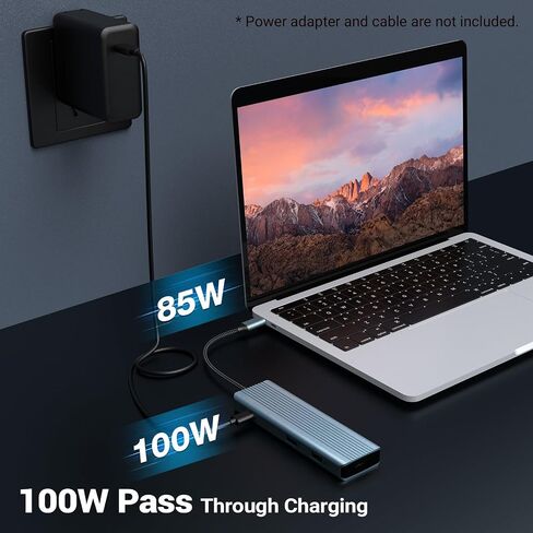 محور USB C 9 في 1، محور إرساء USB C، محطة إرساء مع HDMI 4K@30 هرتز، 3 × USB 3.0، بيانات USB C 3.0، USB 2.0، 100 واط PD، قارئ بطاقة SD/TF متوافق مع أجهزة الكمبيوتر المحمول وغيرها من الأدوات من النوع C in Saudi Arabia