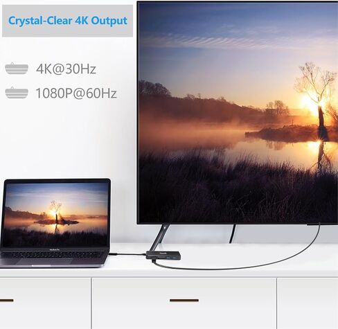 محور USB C، محول HDMI لمحطة الإرساء، محول متعدد المنافذ 8 في 1 مع منفذ USB 3.0، جيجابت إيثرنت، صوت، منفذ SD/TF، ​​منفذ USB-C/PD، جهاز كمبيوتر محمول من النوع C متوافق مع جهاز MacBook Pro Air iPad in Saudi Arabia