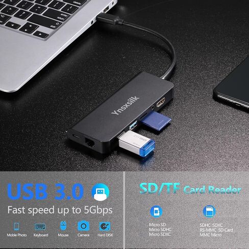 محور USB C، محول HDMI لمحطة الإرساء، محول متعدد المنافذ 8 في 1 مع منفذ USB 3.0، جيجابت إيثرنت، صوت، منفذ SD/TF، ​​منفذ USB-C/PD، جهاز كمبيوتر محمول من النوع C متوافق مع جهاز MacBook Pro Air iPad in Saudi Arabia