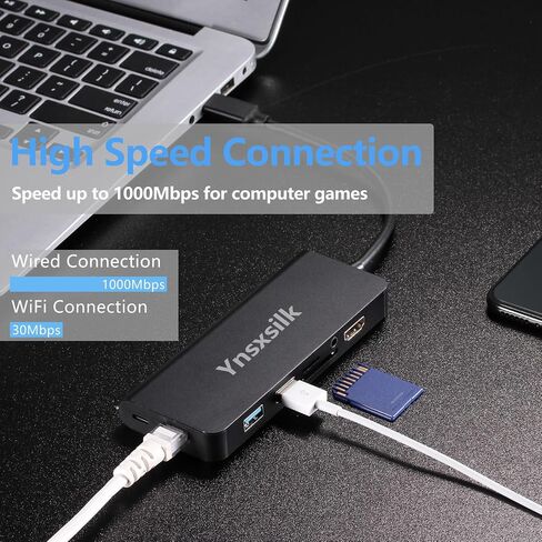 محور USB C، محول HDMI لمحطة الإرساء، محول متعدد المنافذ 8 في 1 مع منفذ USB 3.0، جيجابت إيثرنت، صوت، منفذ SD/TF، ​​منفذ USB-C/PD، جهاز كمبيوتر محمول من النوع C متوافق مع جهاز MacBook Pro Air iPad in Saudi Arabia