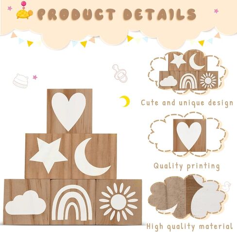 6 Pcs Nursery Decor for Girls and Boys Nursery Decor Watercolor Shelf Decor for Bedroom Playroom Gifts(Delicate Style) in Saudi Arabia