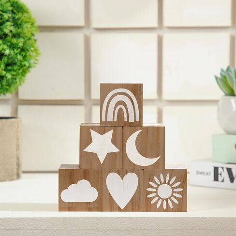 6 Pcs Nursery Decor for Girls and Boys Nursery Decor Watercolor Shelf Decor for Bedroom Playroom Gifts(Delicate Style) in Saudi Arabia