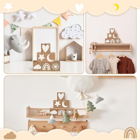 6 Pcs Nursery Decor for Girls and Boys Nursery Decor Watercolor Shelf Decor for Bedroom Playroom Gifts(Delicate Style) in Saudi Arabia