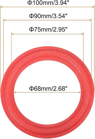 MECCANIXITY Rubber Speaker Foam Edge Surround Rings 4 Inch 68mm x 100mm Perforated Subwoofer Rings Replacement Parts for Speaker Repair or DIY Red 4 Pcs in Saudi Arabia