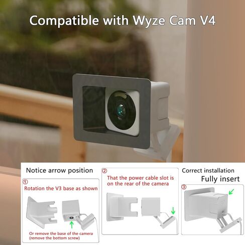 Angled Window Mount for Wyze Cam V4 Cam V3, Turn Wyze Camera into a Window Camera for Outdoor Monitoring Through Glass Use Cam v4 (Black, Pack of 1) in Saudi Arabia