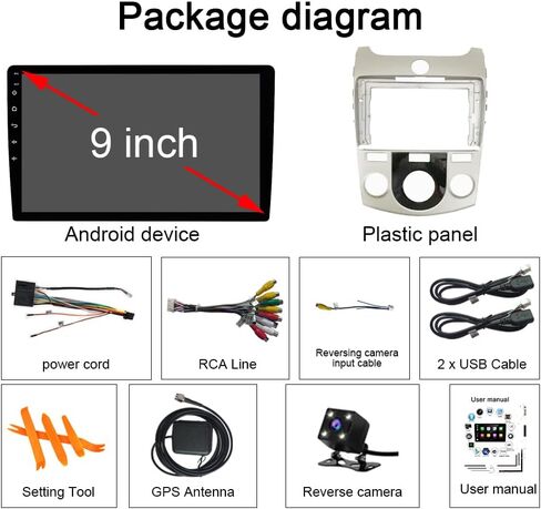 for Kia Forte Radio 2009-2017 Android 13 Car Stereo 9" Touchscreen Wireless Carplay Android Auto GPS Navigation with Free Reverse Camera 2+32GB in Saudi Arabia