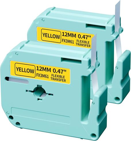 أشرطة ملصقات M960 من النايلون المرن FX3M21 أسود على أبيض 2pk، متوافقة مع Brother Ptouch PT-M95 PT-90 PT-70 PT-65 PT-85، 12 مم 0.47 بوصة، صانعي الملصقات Vixic M960 in Kuwait