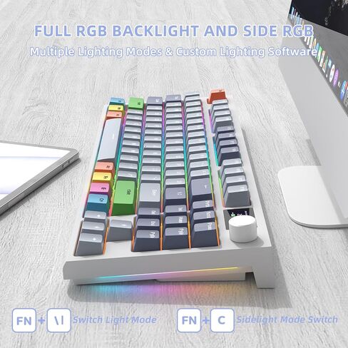 RK86 Mechanical Keyboard, 2.4G Wireless/BT5.0/USB-C Wired Gaming Keyboard 75% Layout TKL 87 Key with 1.2'' TFT HD Color Display & CNC Knob, 27 RGB Backlit TTC Hot-Swap Linear Switch PBT Keycap in Saudi Arabia