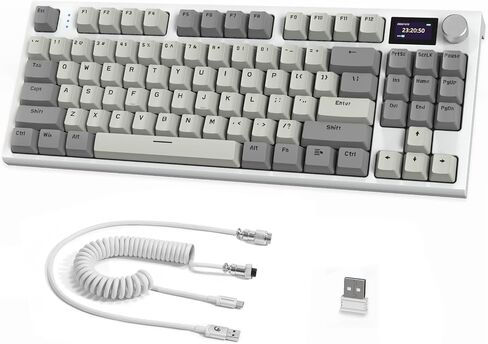 RK86 Mechanical Keyboard, 2.4G Wireless/BT5.0/USB-C Wired Gaming Keyboard 75% Layout TKL 87 Key with 1.2'' TFT HD Color Display & CNC Knob, 27 RGB Backlit TTC Hot-Swap Linear Switch PBT Keycap in Saudi Arabia