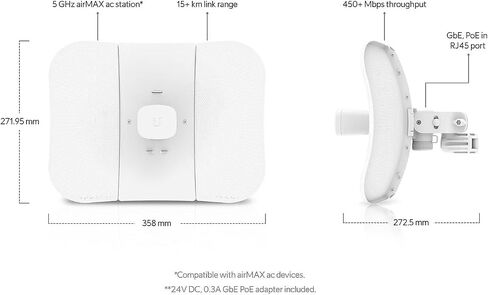 Ubiquiti LBE-5AC-GEN2-US LiteBeam Wireless Bridge 100 ميجا بايت LAN، جيجا، AirMax AC، أبيض in Saudi Arabia