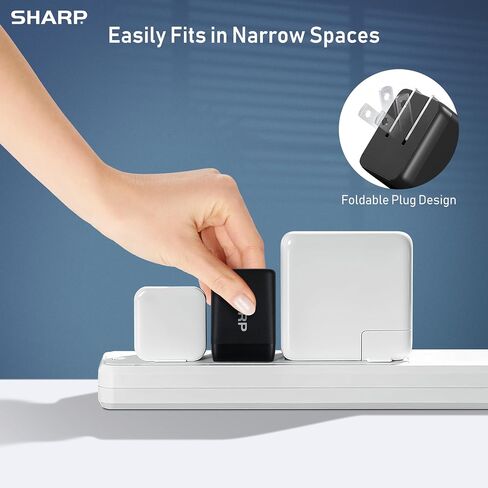 Sharp USB C Charger - 35W, Dual Port (2 USB-C) Compact Foldable GaN Fast Charge for iPhone 15/15 Pro/15 Pro Max/14/13/12, Pad Pro/AirPods and More, White in Saudi Arabia