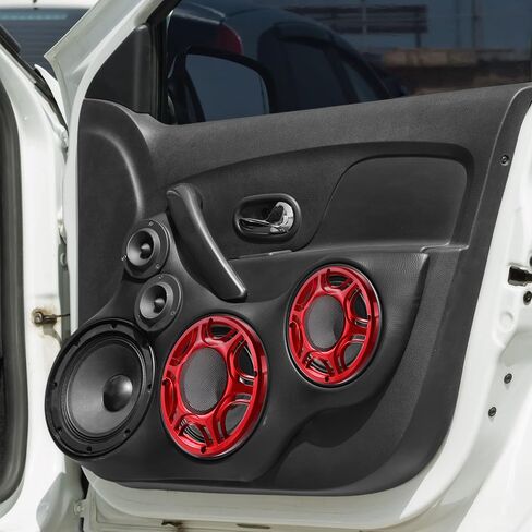 X AUTOHAUX 2 قطعة 6 بوصة سيارة معدنية مكبر صوت غطاء الشواية شبكة مكبر الصوت القرن الحرس دائرة الزخرفية مصبغة حامي الأحمر in Saudi Arabia