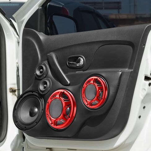 X AUTOHAUX 2 قطعة 6 بوصة سيارة معدنية مكبر صوت غطاء الشواية شبكة مكبر الصوت القرن الحرس دائرة الزخرفية مصبغة حامي الأحمر in Saudi Arabia
