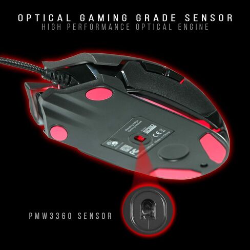BLOODY SP80 Optical Switch Gaming Mouse - Fastest Mouse Switch in Gaming - Enthusiast Grade Gaming Sensor - 8 Programmable Buttons - Non-Slip Rubberized Texture - Black - 12,000 FPS in Saudi Arabia