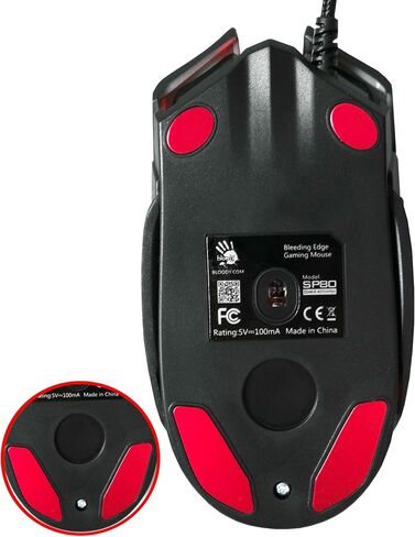 BLOODY SP80 Optical Switch Gaming Mouse - Fastest Mouse Switch in Gaming - Enthusiast Grade Gaming Sensor - 8 Programmable Buttons - Non-Slip Rubberized Texture - Black - 12,000 FPS in Saudi Arabia