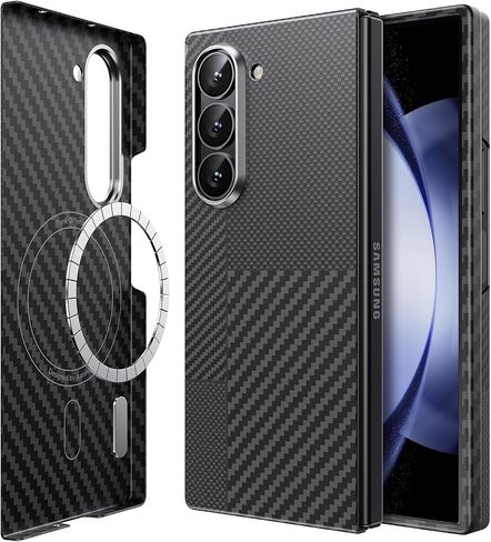 JUESHITUO for Samsung Galaxy Z Fold 6 Case: [600D&1500D Aramid Fiber Made] Ultra Slim and Lightweight [Fit for MagSafe] Minimalist Carbon Fiber Textures-Less Touch Feeling, Magnetic Thin Sturdy Cover in Kuwait