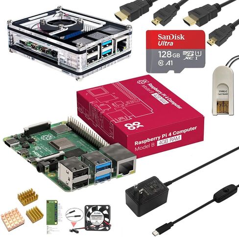 MarsKit Raspberry Pi 4 Model B Starter Kit-128GB Edition/Raspberry Pi 4 Mddel B (8GB RAM) /Raspberry Pi OS Pre-Installed in Saudi Arabia