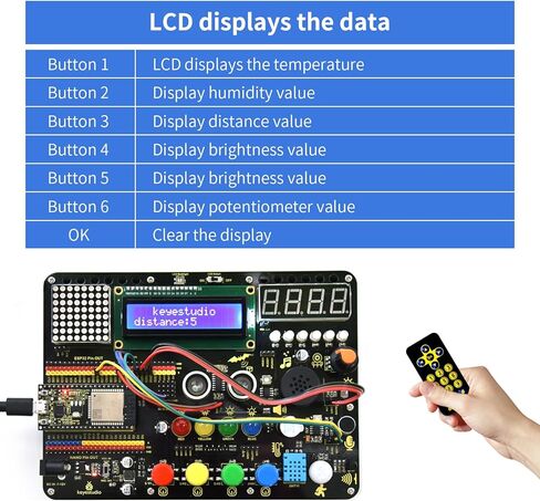 مجموعة KEYESTUDIO Inventor Starter Kit لـ Arduino ESP32، تأتي الأجهزة متصلة مسبقًا، سهلة البدء في الترميز والإلكترونيات، 30 مشروعًا، 15 وحدة، مجموعة تعليمية للعلوم والتكنولوجيا والهندسة والرياضيات للبالغين والمراهقين in Kuwait