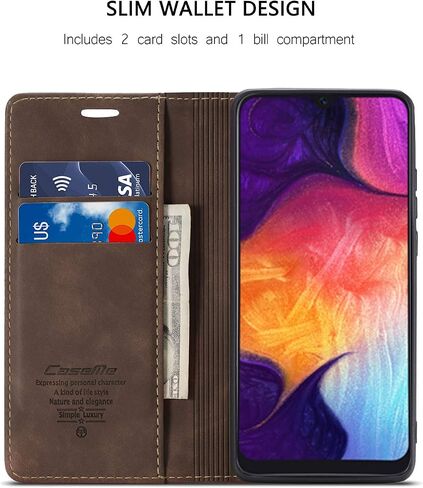 Samsung Galaxy A50 Case,Samsung Galaxy A50 Wallet Case Cover,Magnetic Stand Flip Protective Cover Book Style Leather Flip Cover Durable Shockproof Protective Cover for Samsung Galaxy A50(Black) in Saudi Arabia