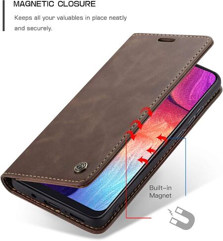 Samsung Galaxy A50 Case,Samsung Galaxy A50 Wallet Case Cover,Magnetic Stand Flip Protective Cover Book Style Leather Flip Cover Durable Shockproof Protective Cover for Samsung Galaxy A50(Black) in Saudi Arabia