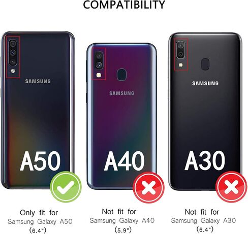 Samsung Galaxy A50 Case,Samsung Galaxy A50 Wallet Case Cover,Magnetic Stand Flip Protective Cover Book Style Leather Flip Cover Durable Shockproof Protective Cover for Samsung Galaxy A50(Black) in Saudi Arabia