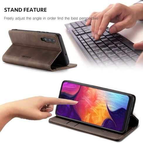 Samsung Galaxy A50 Case,Samsung Galaxy A50 Wallet Case Cover,Magnetic Stand Flip Protective Cover Book Style Leather Flip Cover Durable Shockproof Protective Cover for Samsung Galaxy A50(Black) in Saudi Arabia