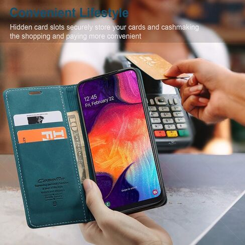 Samsung Galaxy A50 Case,Samsung Galaxy A50 Wallet Case Cover,Magnetic Stand Flip Protective Cover Book Style Leather Flip Cover Durable Shockproof Protective Cover for Samsung Galaxy A50(Black) in Saudi Arabia