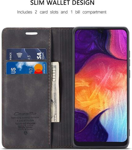 حافظة محفظة SENSKO لهاتف Samsung Galaxy A50، غطاء واقٍ قابل للطي بحامل مغناطيسي على شكل كتاب، غطاء قلاب جلدي متين مقاوم للصدمات لهاتف Samsung Galaxy A50 (أزرق) in Kuwait