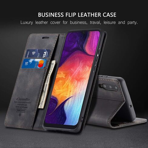 حافظة محفظة SENSKO لهاتف Samsung Galaxy A50، غطاء واقٍ قابل للطي بحامل مغناطيسي على شكل كتاب، غطاء قلاب جلدي متين مقاوم للصدمات لهاتف Samsung Galaxy A50 (أزرق) in Kuwait