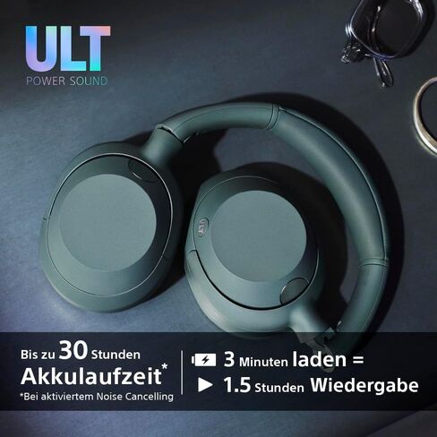 سماعات رأس سوني ULT WEAR فوق الأذن اللاسلكية المانعة للضوضاء مع صوت ULT، صوت جهير هائل، جودة مكالمات واضحة، عمر بطارية يصل إلى 30 ساعة، مساعد Alexa وGoogle، IOS وAndroid (أبيض فاتح) in Saudi Arabia