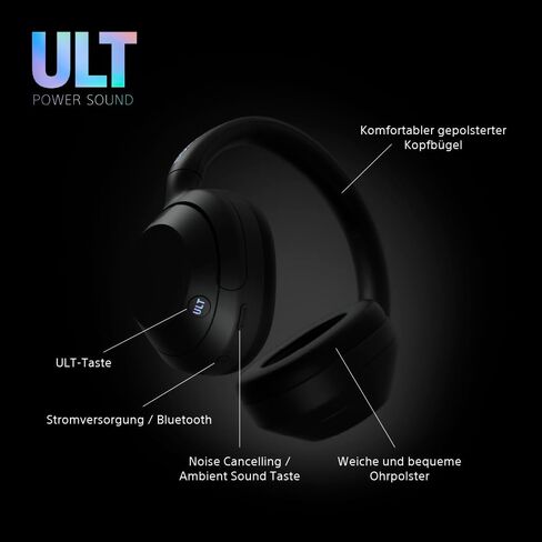 سماعات رأس سوني ULT WEAR فوق الأذن اللاسلكية المانعة للضوضاء مع صوت ULT، صوت جهير هائل، جودة مكالمات واضحة، عمر بطارية يصل إلى 30 ساعة، مساعد Alexa وGoogle، IOS وAndroid (أبيض فاتح) in Saudi Arabia