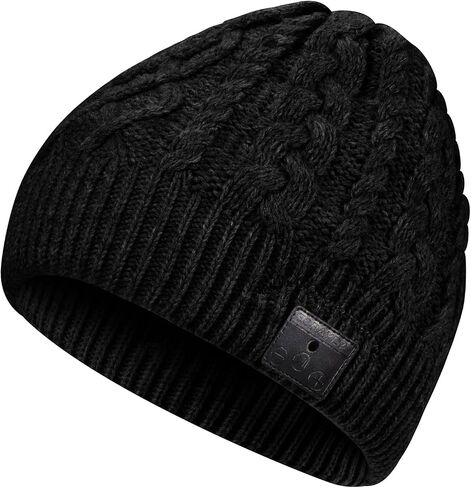 Bluetooth Beanie, Bluetooth 5.2 Wool Hat HD Stereo,24 Hours Play Time,Built-in Microphone, Men's/Women's Christmas Electronic (Black) in Saudi Arabia