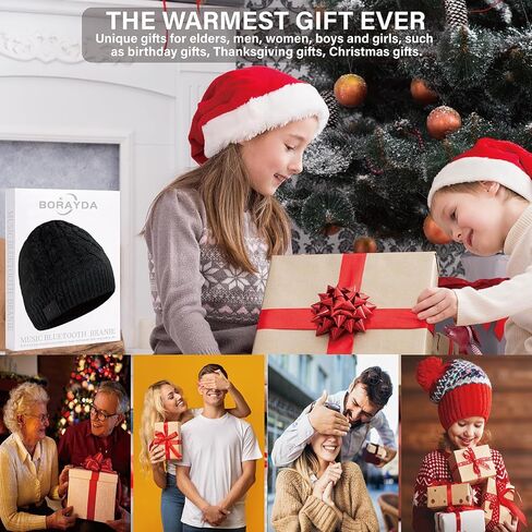 Bluetooth Beanie, Bluetooth 5.2 Wool Hat HD Stereo,24 Hours Play Time,Built-in Microphone, Men's/Women's Christmas Electronic (Black) in Saudi Arabia