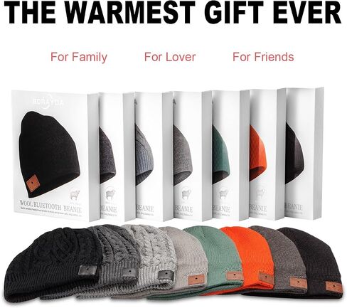 Bluetooth Beanie, Bluetooth 5.2 Wool Hat HD Stereo,24 Hours Play Time,Built-in Microphone, Men's/Women's Christmas Electronic (Black) in Saudi Arabia