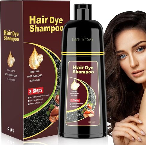 Dark Brown Hair Dye Shampoo for Gray Hair, 3 in 1 Hair Color Shampoo for Women & Men, Color Shampoo Hair Dye in Minutes in Saudi Arabia