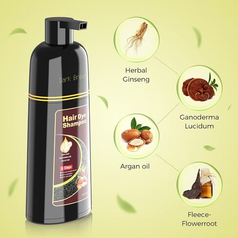 Dark Brown Hair Dye Shampoo for Gray Hair, 3 in 1 Hair Color Shampoo for Women & Men, Color Shampoo Hair Dye in Minutes in Saudi Arabia