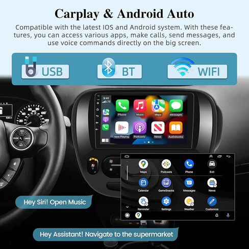 [2+64G] Car Radio for Kia Soul 2014-2019 with Wireless Carplay and Android Auto - 9 Inch Touchscreen Android 13 Car Stereo - Multiple UI/GPS Navigation/WiFi + AHD Backup Camera in Saudi Arabia