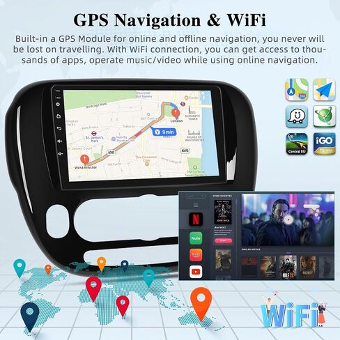 [2+64G] Car Radio for Kia Soul 2014-2019 with Wireless Carplay and Android Auto - 9 Inch Touchscreen Android 13 Car Stereo - Multiple UI/GPS Navigation/WiFi + AHD Backup Camera in Saudi Arabia