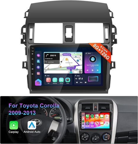 8 Core 8G+128G Car Radio Stereo for Toyota Corolla 2009 2010 2011 2012 2013 with 9" 1280 * 720P IPS Touch Screen/Wireless CarPlay/Android Auto/4G LTE/WiFi/DSP 36EQ/AM/FM/BT 5.0/GPS/Backup Camera in Saudi Arabia