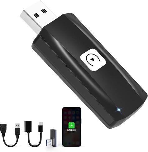 Wireless CarPlay Adapter for Apple iPhone iOS 12+ Converts Wired to Wireless Car Play Dongle for Wireless Car Play Dongle 2024 Upgraded in Kuwait