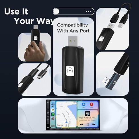 Wireless CarPlay Adapter for Apple iPhone iOS 12+ Converts Wired to Wireless Car Play Dongle for Wireless Car Play Dongle 2024 Upgraded in Kuwait