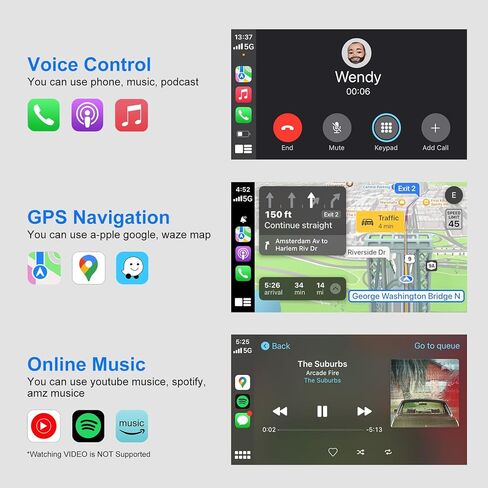 Wireless CarPlay Adapter for Apple iPhone iOS 12+ Converts Wired to Wireless Car Play Dongle for Wireless Car Play Dongle 2024 Upgraded in Kuwait