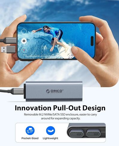 موزع ORICO USB C مع حاوية M.2، محطة إرساء USB C 10 في 1 تناسب M.2 NVMe/SATA، 10 جيجابت في الثانية USB-A، 10 جيجابت في الثانية USB-C، 4K@60 هرتز HDMI، إيثرنت، مقبس صوت 3.5 مم in Saudi Arabia