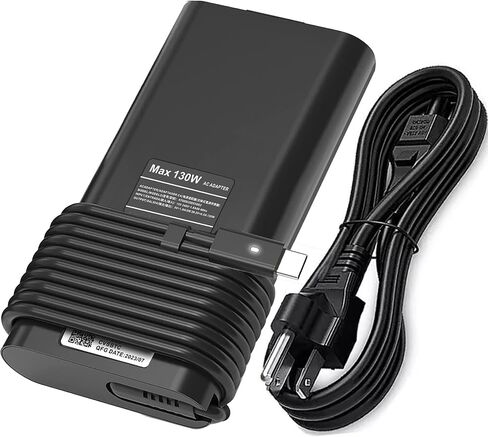 محول تيار متردد نحيف 130 واط لشاحن الكمبيوتر المحمول Dell USB C، شاحن Dell USB C لـ Dell Precision 5570 5560 3560 3550 3570 3581 5550 5530 Latitude 5520 5530 XPS 15 9510 9575 XPS 17 9700 9710 9720 سلك الطاقة in Saudi Arabia