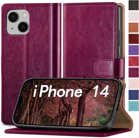 for iPhone 14 6.1" Phone case,[3 Credit Card Slot][RFID Blocking Leather] Flip Folio Book Shockproof Protector,Holder Stand cases,Women Men for Apple 14 Wallet Cover,Blue Green in Saudi Arabia