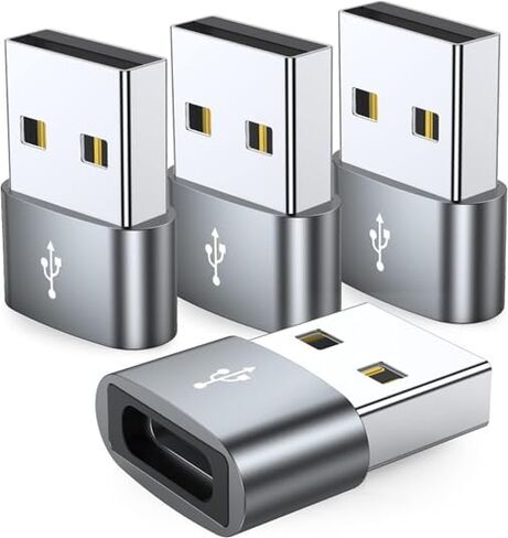 (4 -Pack Type 2 Female to USB 2.0 Male Convertor Connector Fast Charging Type C Adapter (Black) in Saudi Arabia